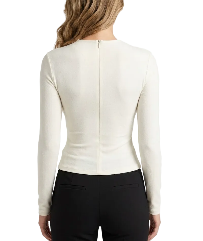 Trendy & Elegant Long Sleeve Butterfly Pleated Slim Waist Blouses for Women - B6-TOP-B768