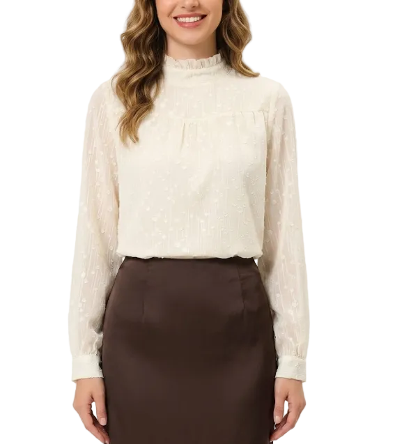 Trendy & Elegant Long Sleeve Ruffled O-Neck Blouses for Women - B13-TOP-318