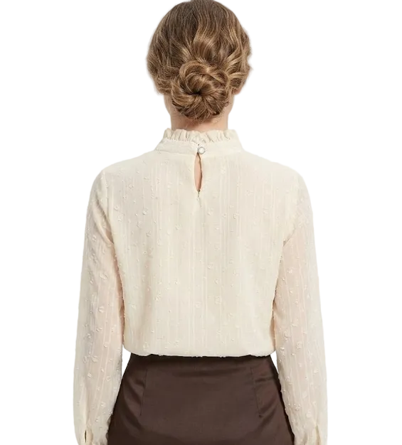 Trendy & Elegant Long Sleeve Ruffled O-Neck Blouses for Women - B13-TOP-318