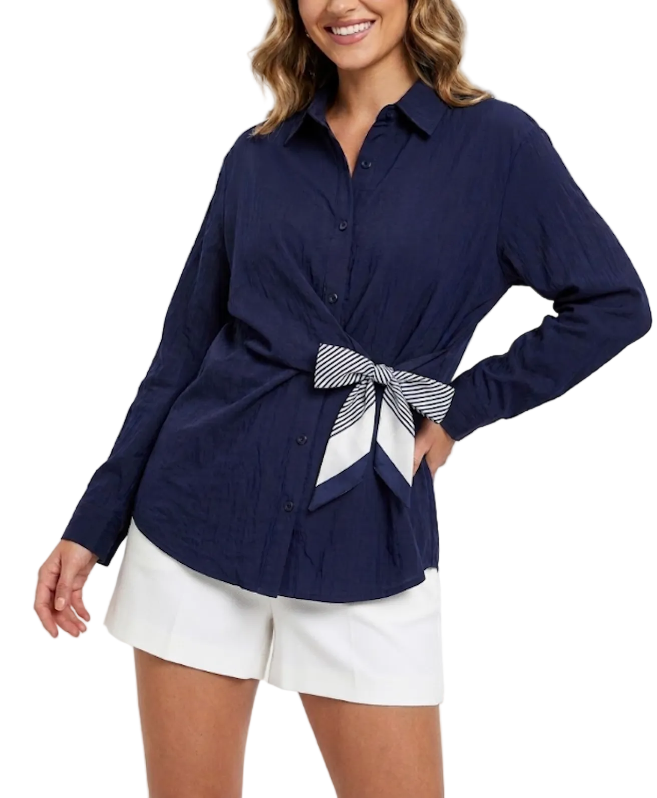 Trendy & Elegant Long Sleeve Slim Waist Shirts for Women  -B6-TOP-B820