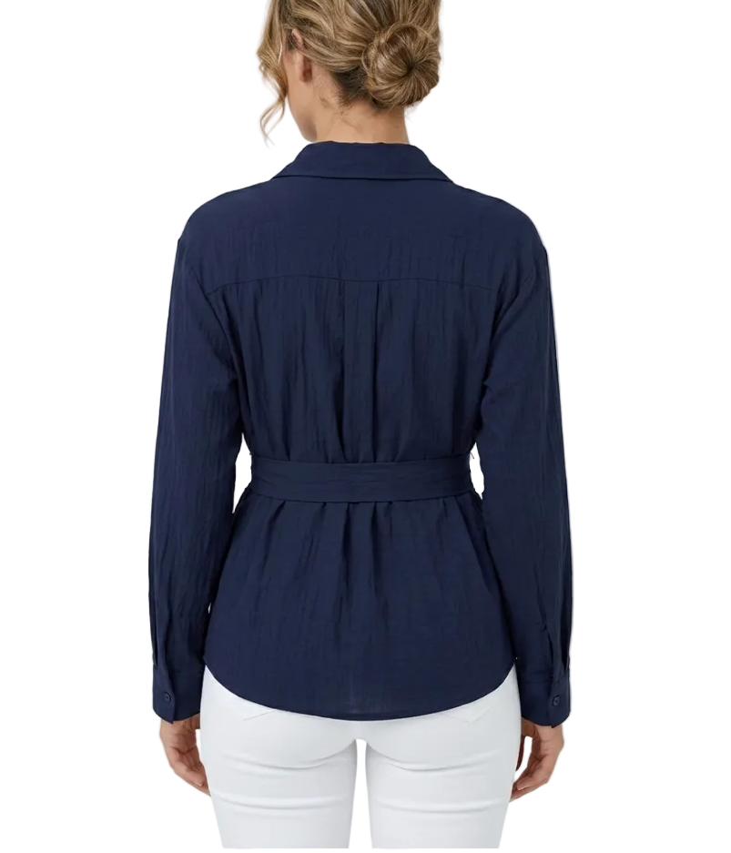 Trendy & Elegant Long Sleeve Slim Waist Shirts for Women  -B6-TOP-B820