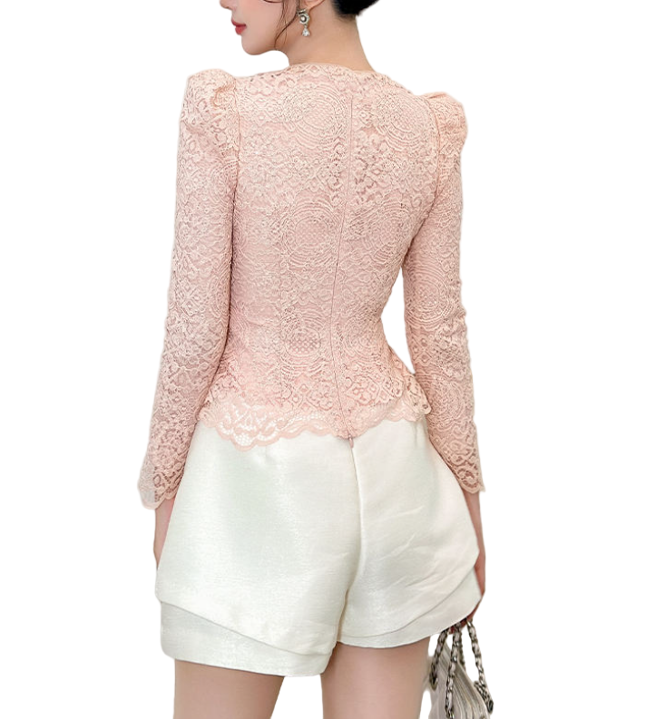Trendy & Elegant Long Sleeve Soft Lace Dressy Blouses - B4-TOP-B01