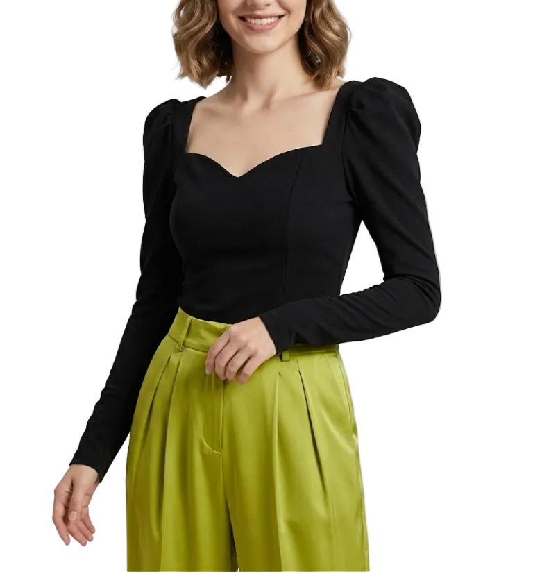 Trendy & Elegant Long Sleeve Sweetheart Neck Blouses - B1-TOP-V160