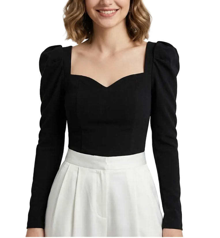 Trendy & Elegant Long Sleeve Sweetheart Neck Blouses - B1-TOP-V160