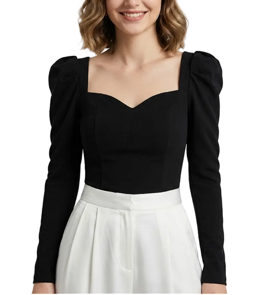 Trendy & Elegant Long Sleeve Sweetheart Neck Blouses - B1-TOP-V160