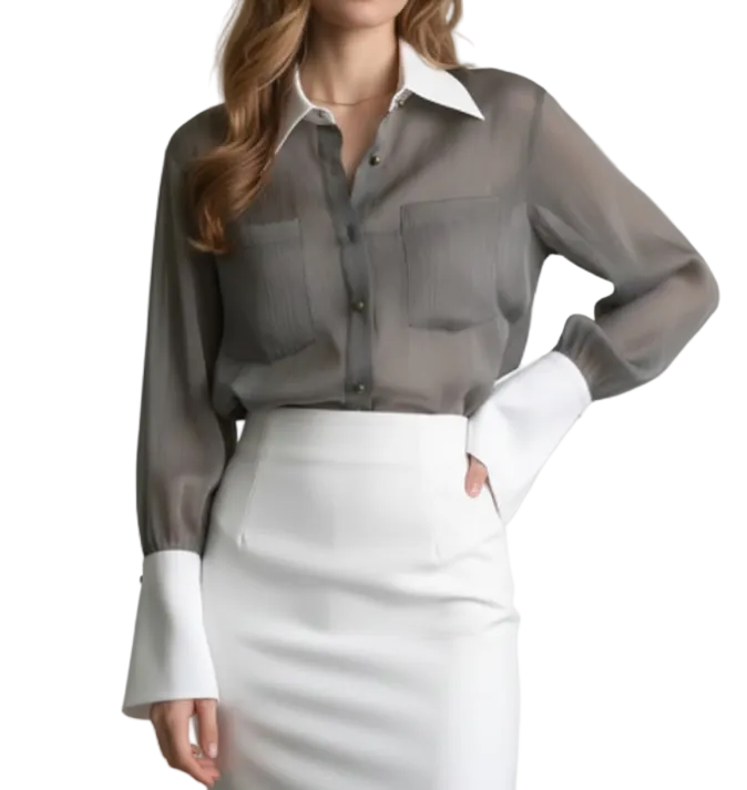 Trendy & Elegant Long Sleeve Wide Cuff Collar Shirt for Women - SM8-TOP-135