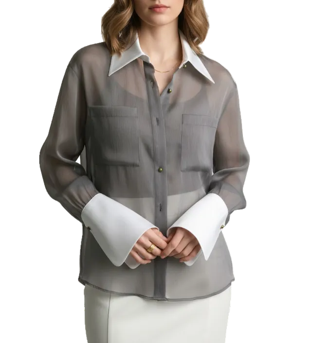 Trendy & Elegant Long Sleeve Wide Cuff Collar Shirt for Women - SM8-TOP-135