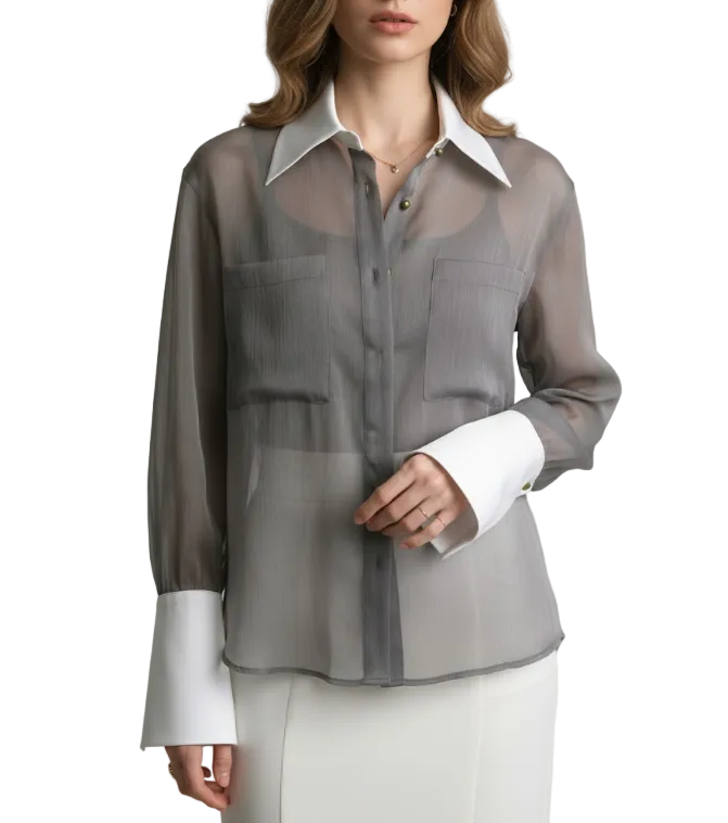 Trendy & Elegant Long Sleeve Wide Cuff Collar Shirt for Women - SM8-TOP-135