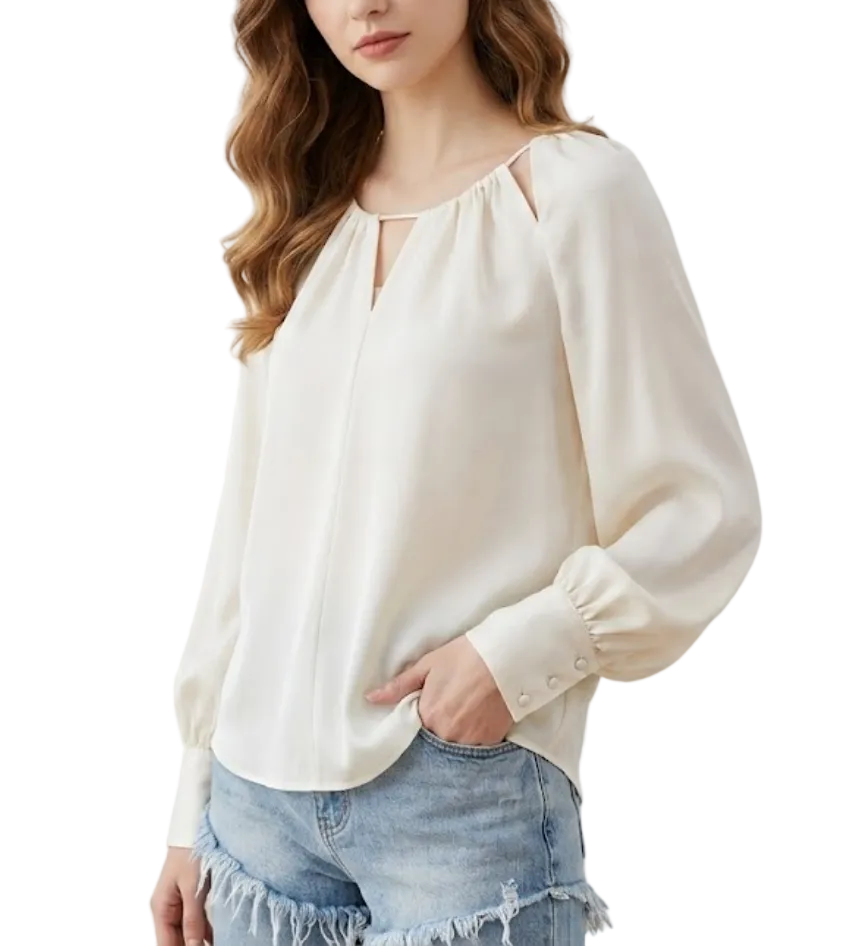 Trendy & Elegant Long Sleeve Wide Cuff Pullover Blouses for Women  - B13-TOP-125