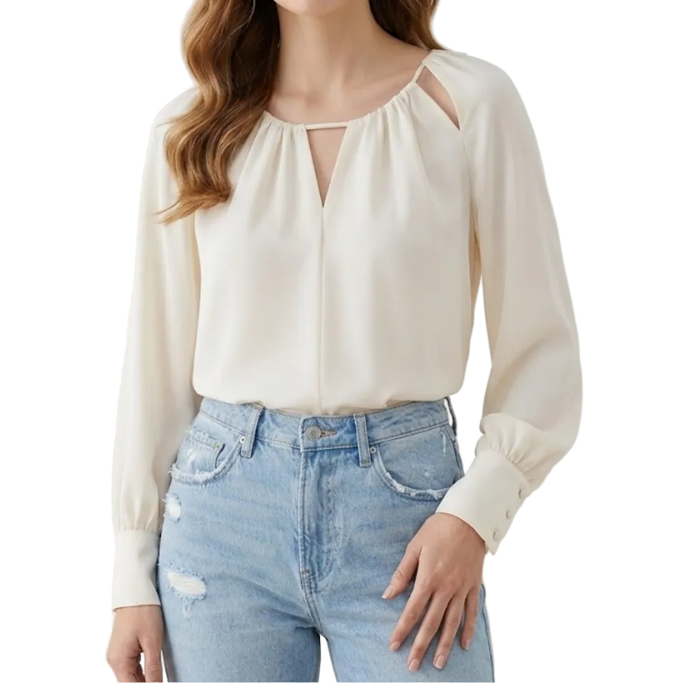 Trendy & Elegant Long Sleeve Wide Cuff Pullover Blouses for Women  - B13-TOP-125