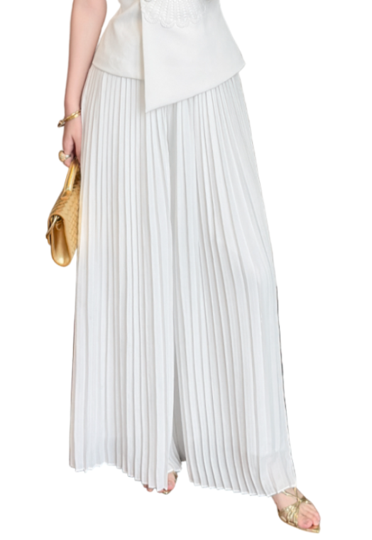 Trendy & Elegant Pleated High Waist Flowy Wide Leg Pants for Women - B4-DP-05