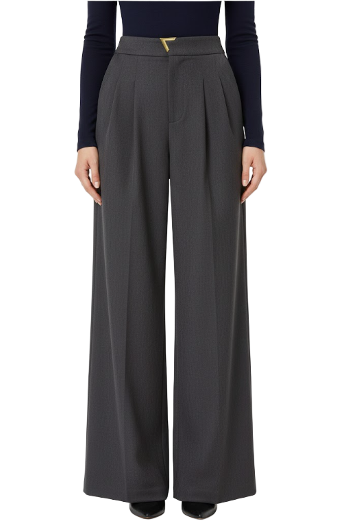 Trendy & Elegant Pleated  High Waist Wide Leg Dress Pants for Women - B4-DP-03