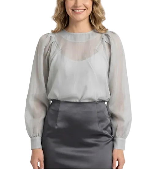 Trendy & Elegant Puff Long Sleeve Versatile Women's Shirt TOP-B1-BL-253