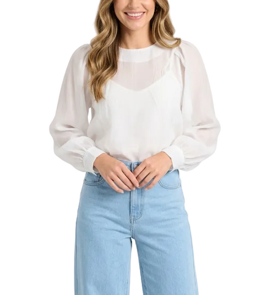 Trendy & Elegant Puff Long Sleeve Versatile Women's Shirt TOP-B1-BL-253