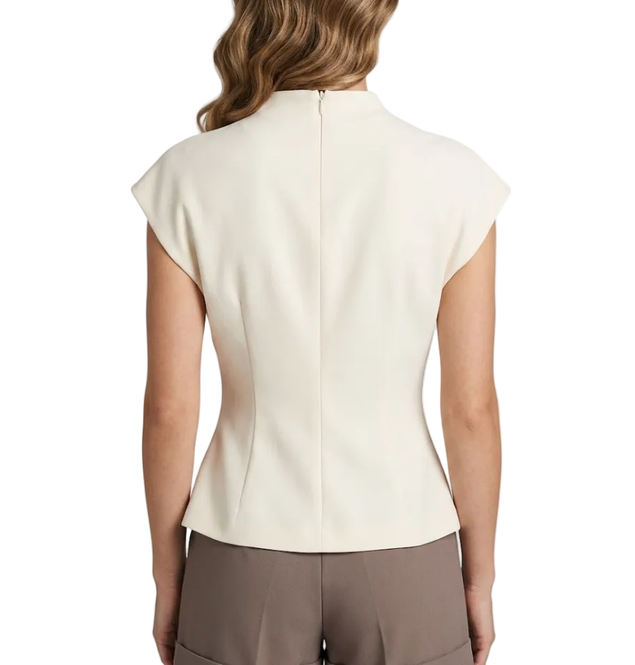 Trendy & Elegant Short Sleeve Slim Waist Front Belt Blouses for Women - B6-TOP-B783