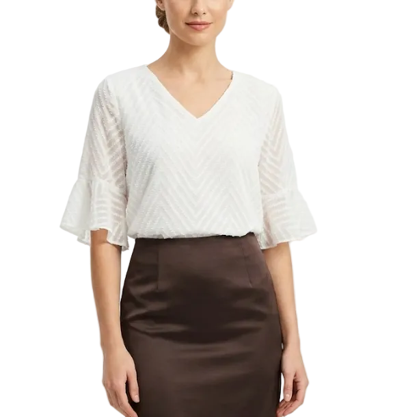 Trendy & Elegant Short Sleeve V-Neck Blouses for Women - B13-TOP-329