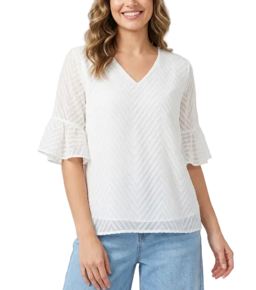 Trendy & Elegant Short Sleeve V-Neck Blouses for Women - B13-TOP-329