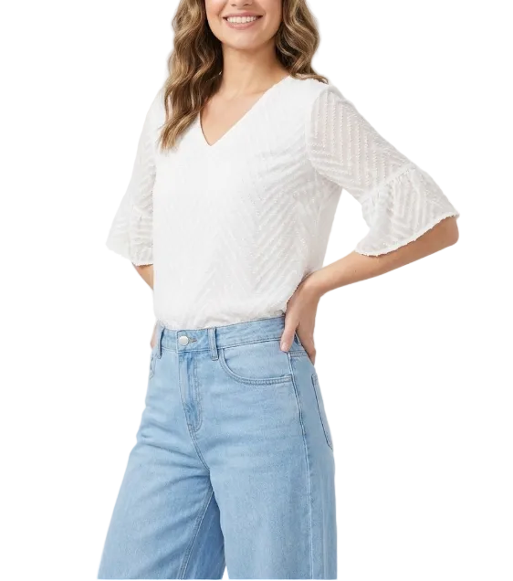 Trendy & Elegant Short Sleeve V-Neck Blouses for Women - B13-TOP-329