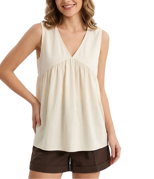 Trendy & Elegant Sleeveless Pleated Front Comfy Summer Blouses for Women - B6-TOP-B755