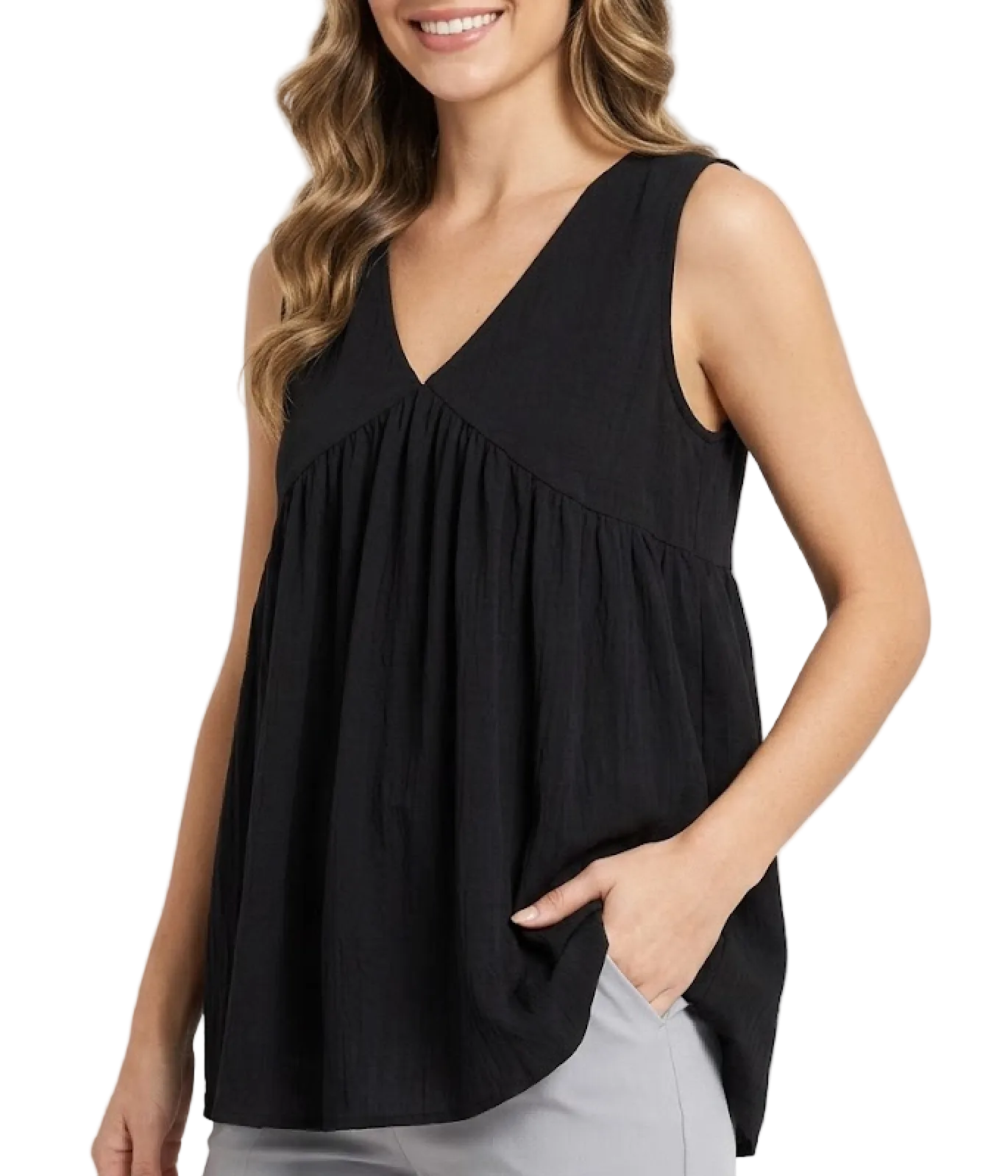 Trendy & Elegant Sleeveless Pleated Front Comfy Summer Blouses for Women - B6-TOP-B755