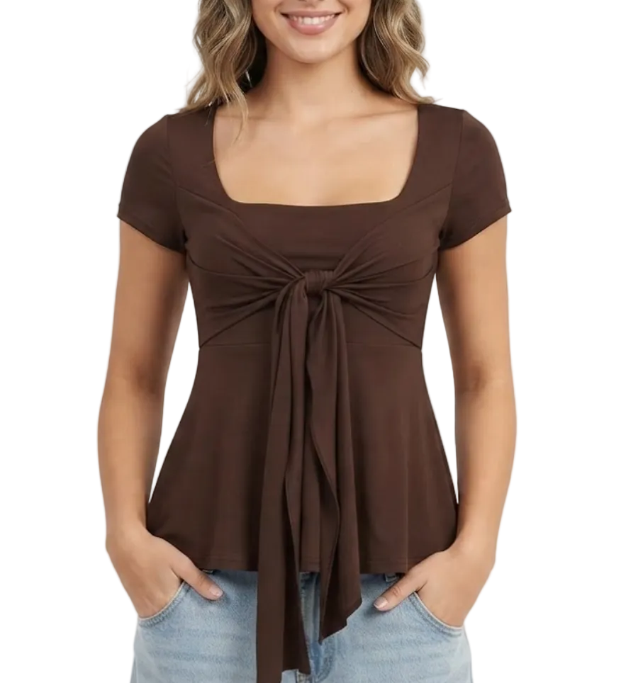 Trendy & Elegant Square-neck Short Sleeve Tops for Women - BP-B20 -TOP-149