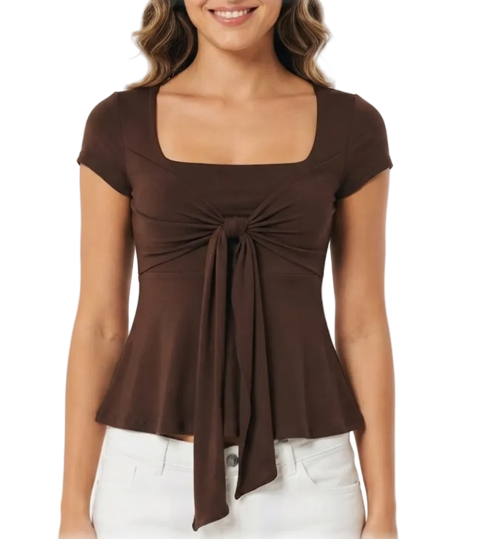 Trendy & Elegant Square-neck Short Sleeve Tops for Women - BP-B20 -TOP-149
