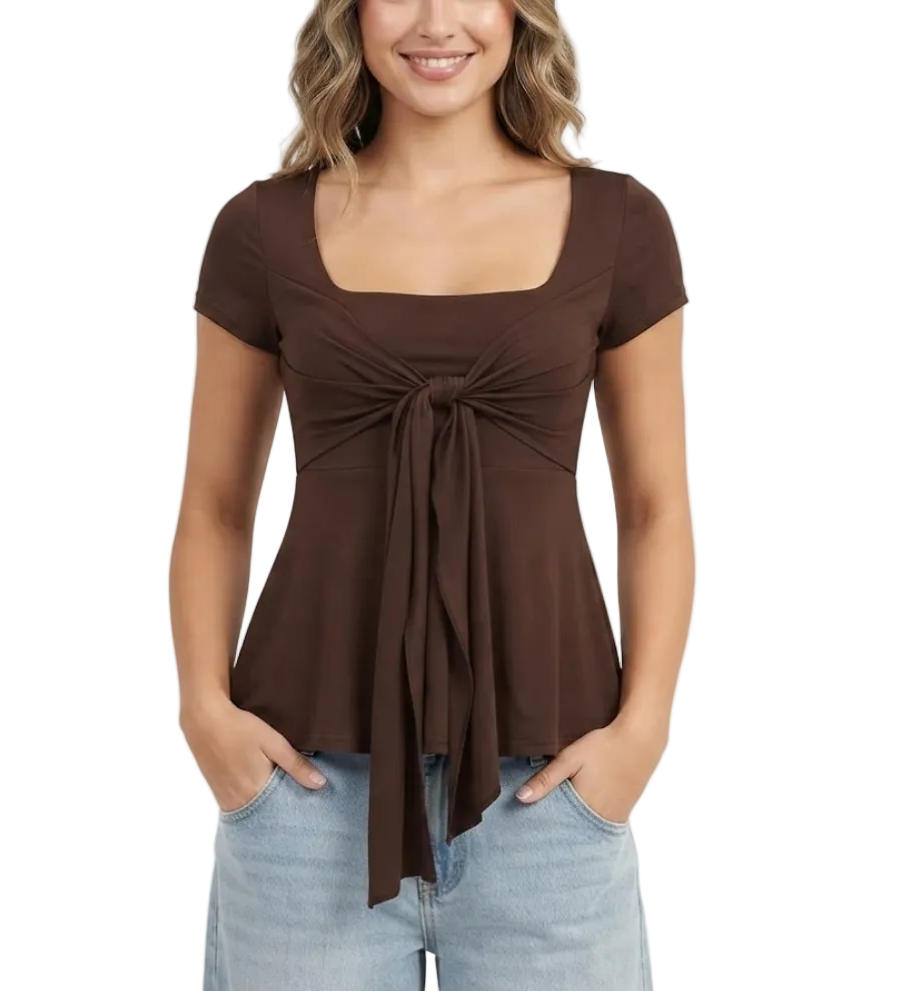 Trendy & Elegant Square-neck Short Sleeve Tops for Women - BP-B20 -TOP-149