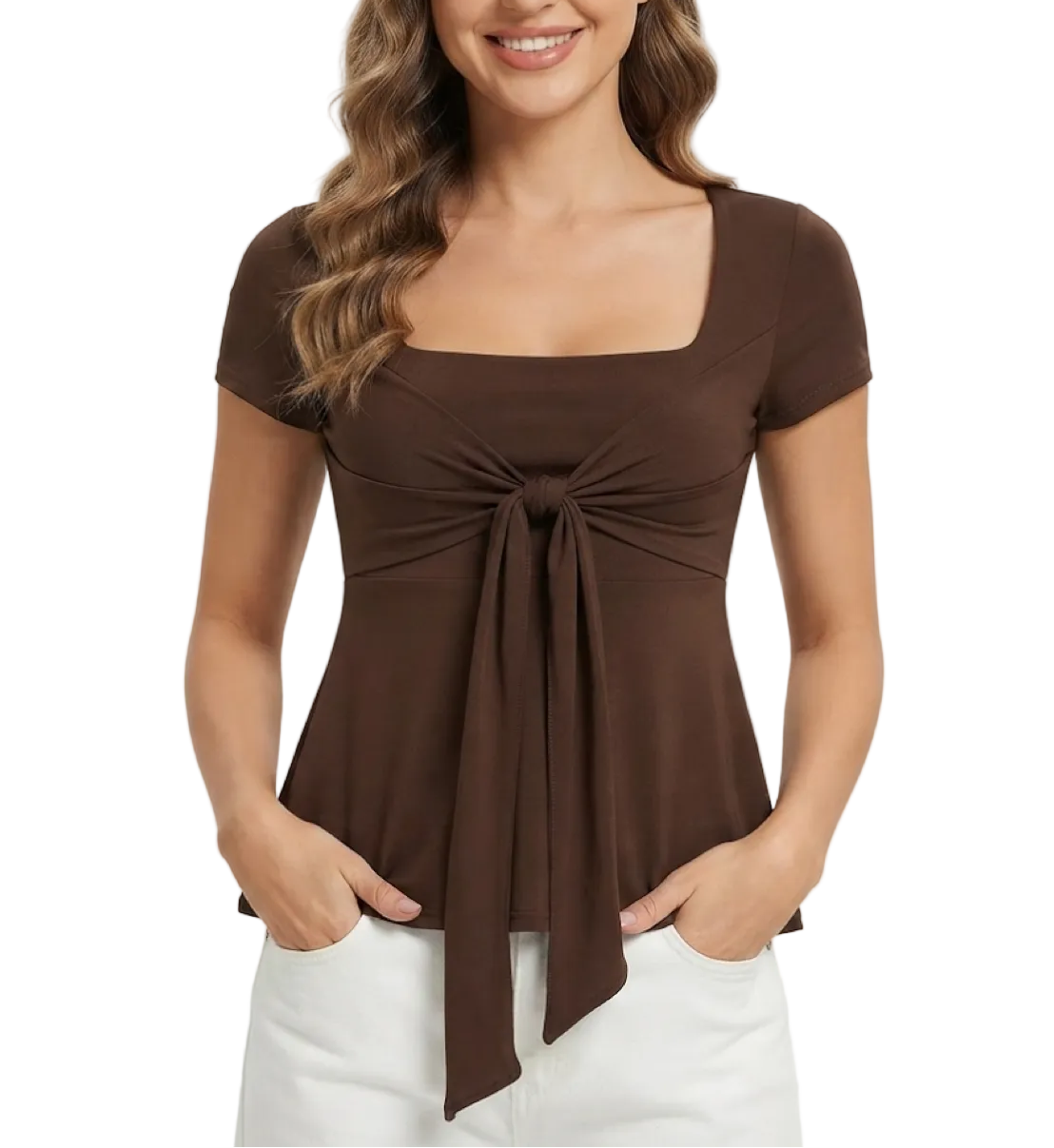 Trendy & Elegant Square-neck Short Sleeve Tops for Women - BP-B20 -TOP-149