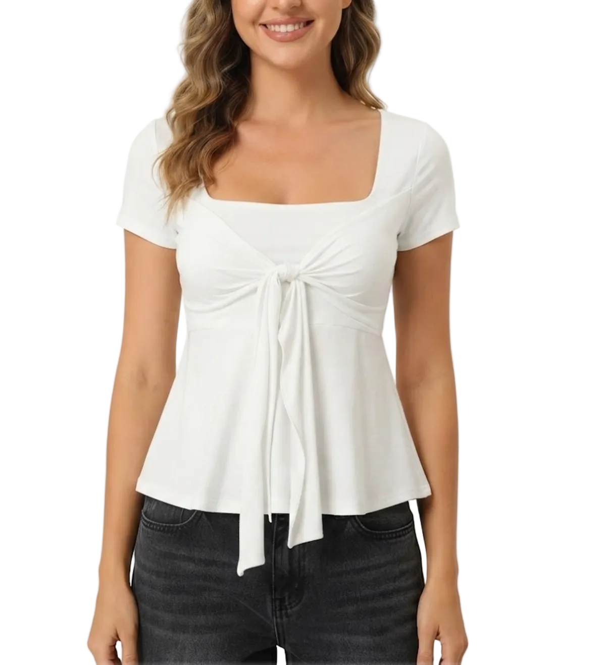 Trendy & Elegant Square-neck Short Sleeve Tops for Women - BP-B20 -TOP-149