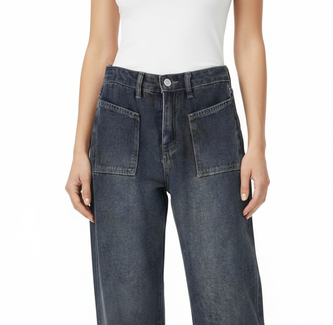 Trendy & Elegant Straight Leg Denim Pants for Women - B2-JP-CP-406