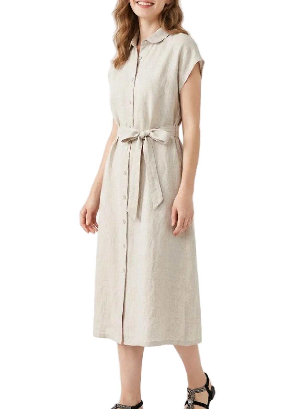 Trendy & Elegant Button Front Comfy Cotton Linen Summer Dresses - B6-DRESS-71