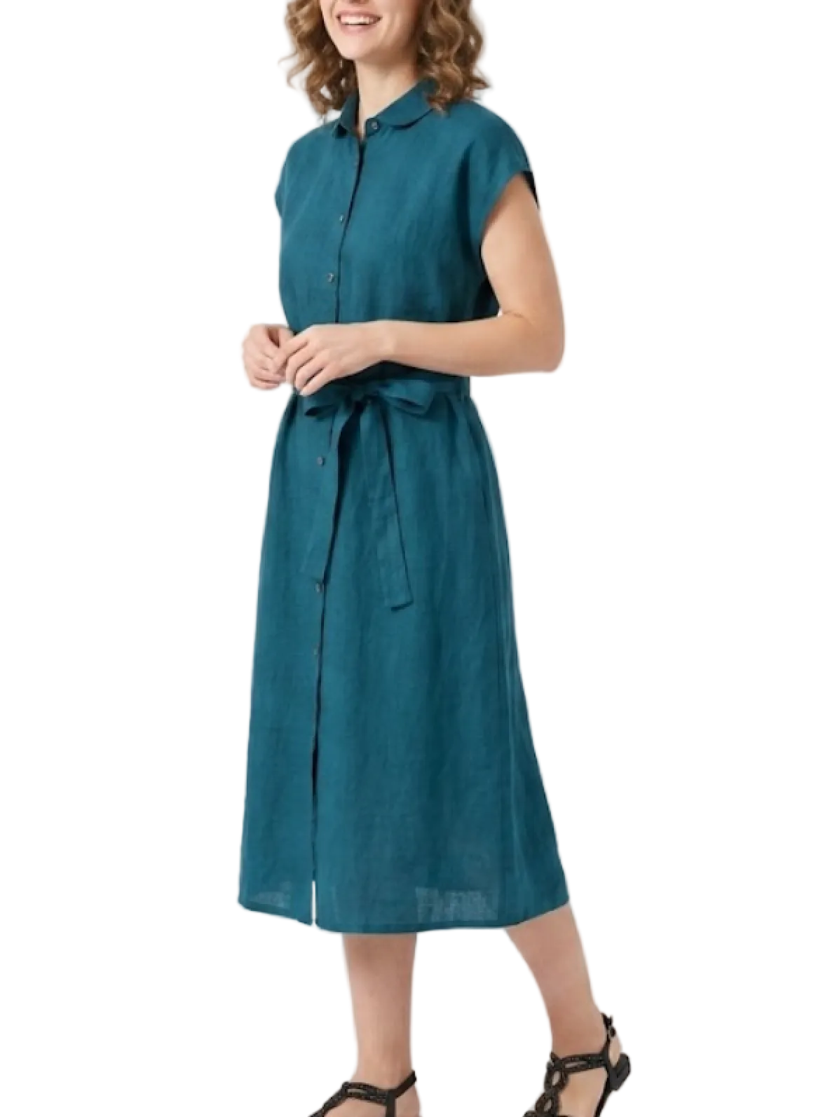 Trendy & Elegant Button Front Comfy Cotton Linen Summer Dresses - B6-DRESS-71