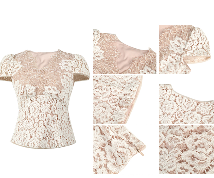 Trendy & Elegant Cap Sleeve Soft Lace V-Neck Blouses - B4-TOP-B06