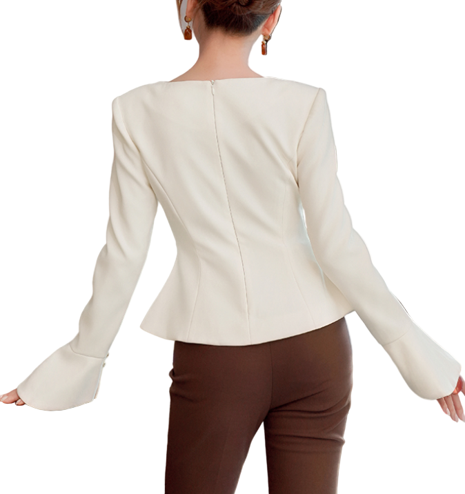 Trendy & Elegant Long Sleeve Peplum Fit Blouses - B4-TOP-B03
