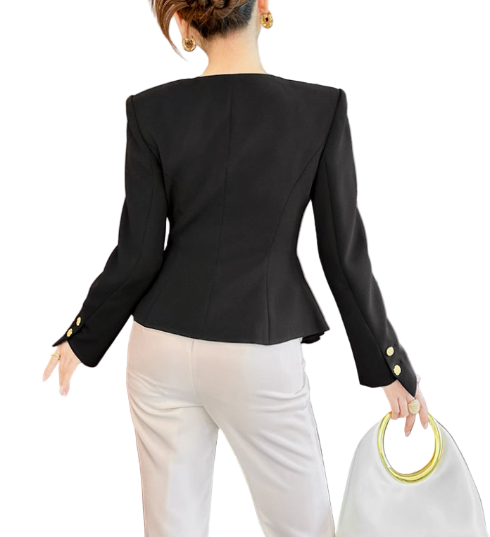 Trendy & Elegant Long Sleeve Peplum Fit Dress Blouses - B4-TOP-B04