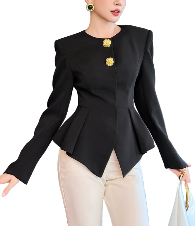 Trendy & Elegant Long Sleeve Peplum Fit Dress Blouses - B4-TOP-B04