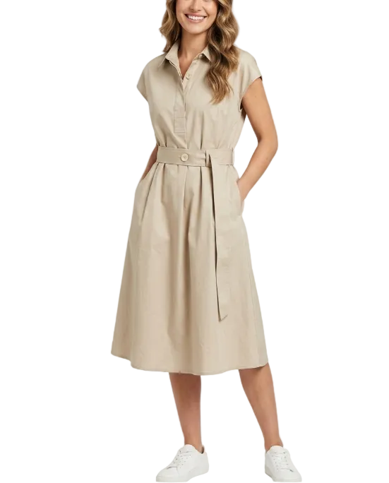 Trendy & Timeless Belted Waist Dresses for Women - B6-DRESS-17