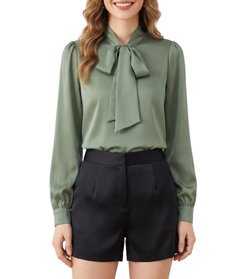 Trendy & Timeless Comfy Long Sleeve Bow Blouses for Women - B15-TOP-80