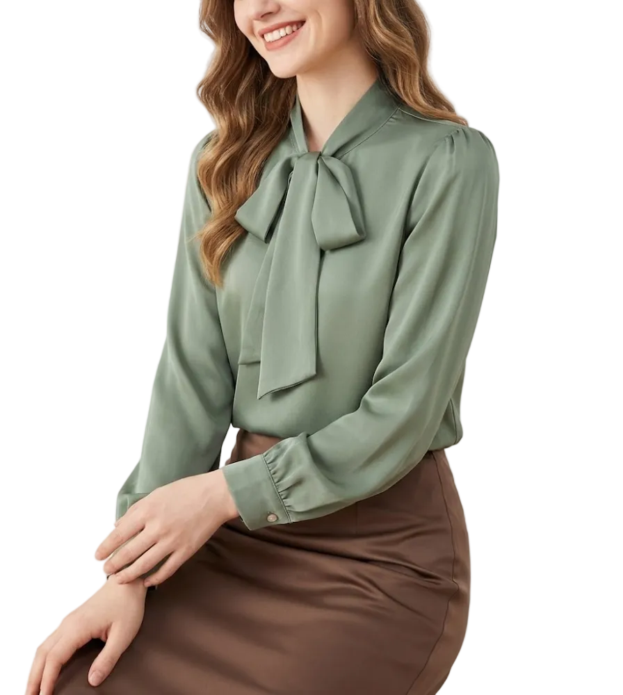 Trendy & Timeless Comfy Long Sleeve Bow Blouses for Women - B15-TOP-80