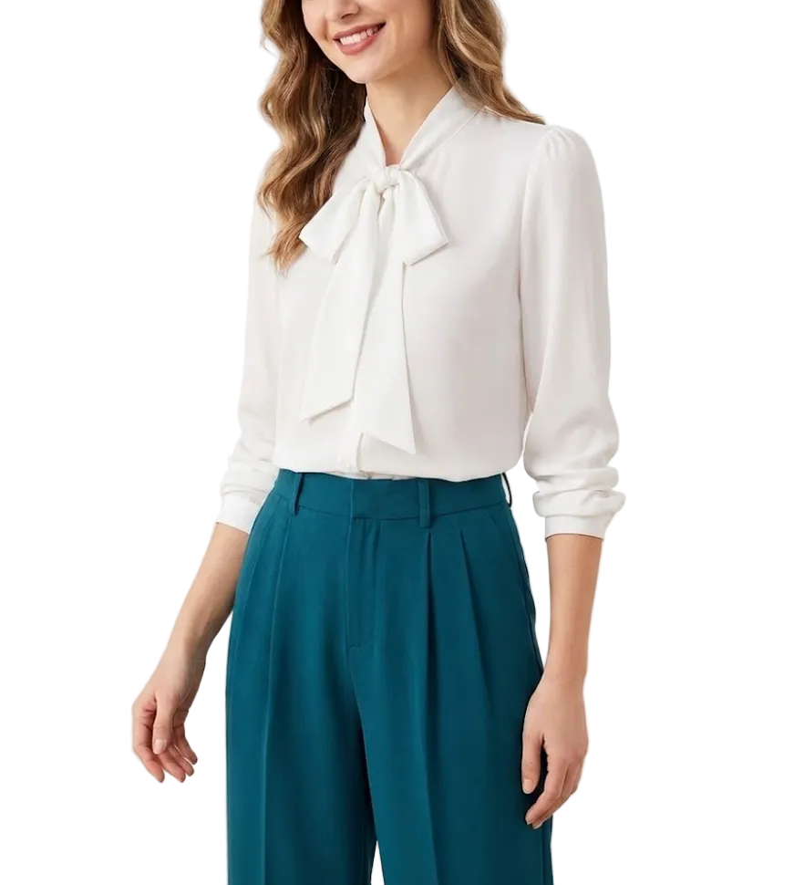 Trendy & Timeless Comfy Long Sleeve Bow Blouses for Women - B15-TOP-80