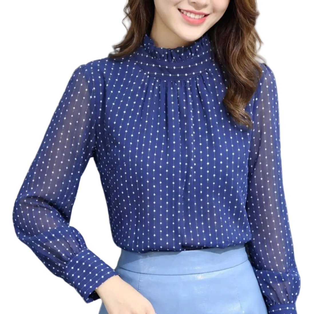 Trendy & Timeless High Neck with Long Sleeve Blouse for Women – BL68
