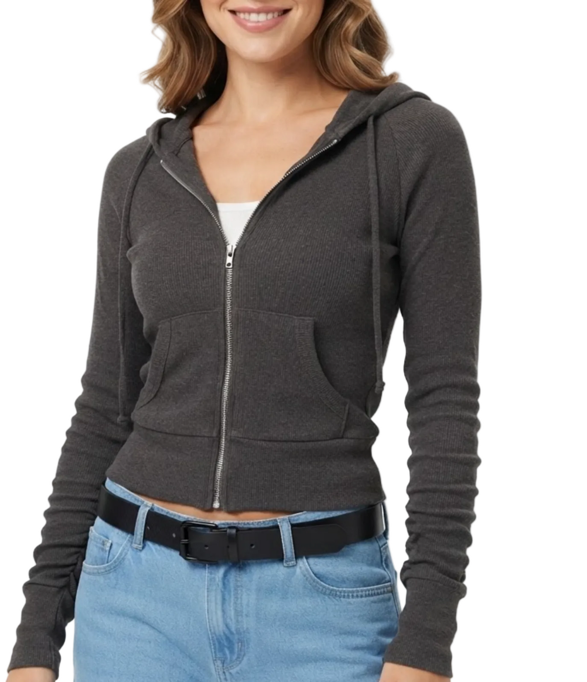 Trendy & Timeless Hooded Front Pocket Ribbed Comfy Fit Jackets for Women - BP-B20 -JKT-08