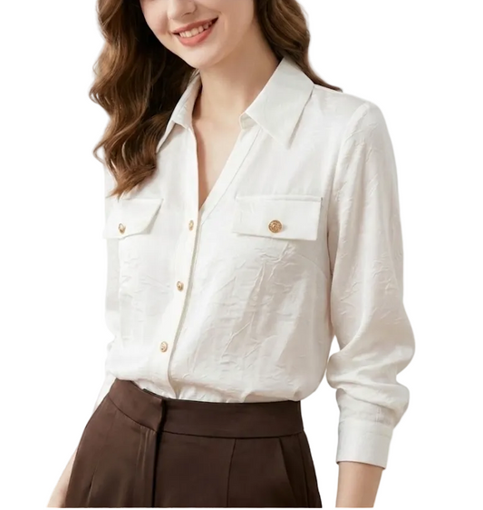 Trendy & Timeless Long Sleeve Collar Button-Up Dress Shirts for Women - B15-TOP-59