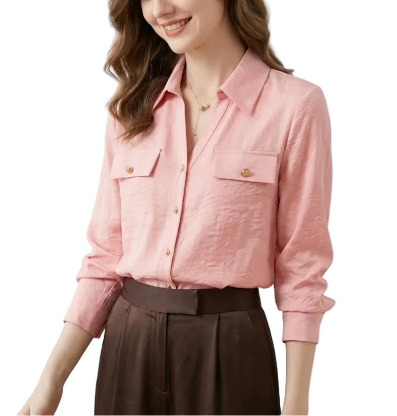 Trendy & Timeless Long Sleeve Collar Button-Up Dress Shirts for Women - B15-TOP-59