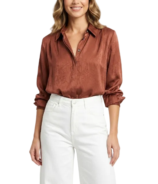 Trendy & Timeless Long Sleeve Button-up Collar Shirts for Women - B15-TOP-14