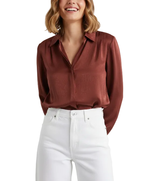 Trendy & Timeless Long Sleeve Button-up Collar Shirts for Women - B15-TOP-14