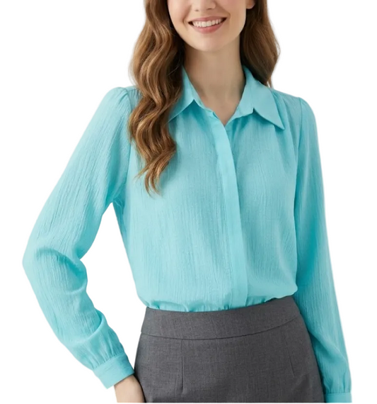 Trendy & Timeless Long Sleeve Collar Button-Up Dress Shirts for Women - B15-TOP-53