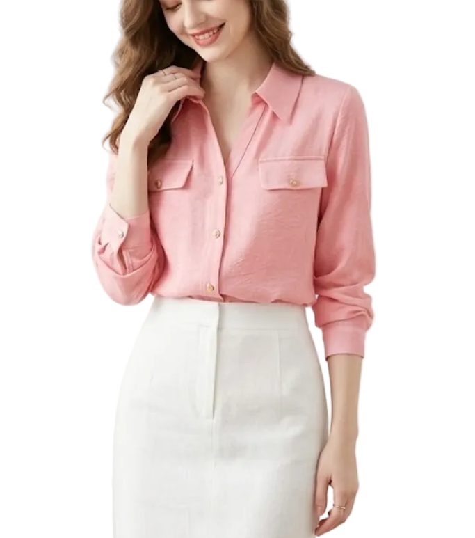 Trendy & Timeless Long Sleeve Collar Button-Up Dress Shirts for Women - B15-TOP-59
