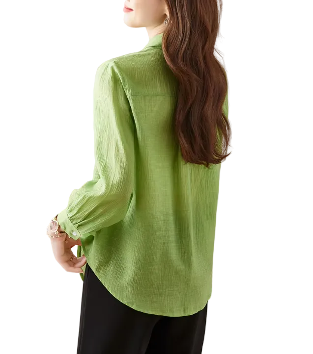Trendy & Timeless Long Sleeve Collar Buttoned Front Dress Shirts for Women - B15-TOP-52