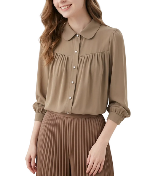 Trendy & Timeless Long Sleeve Collar Dress Shirts for Women - B15-TOP-70